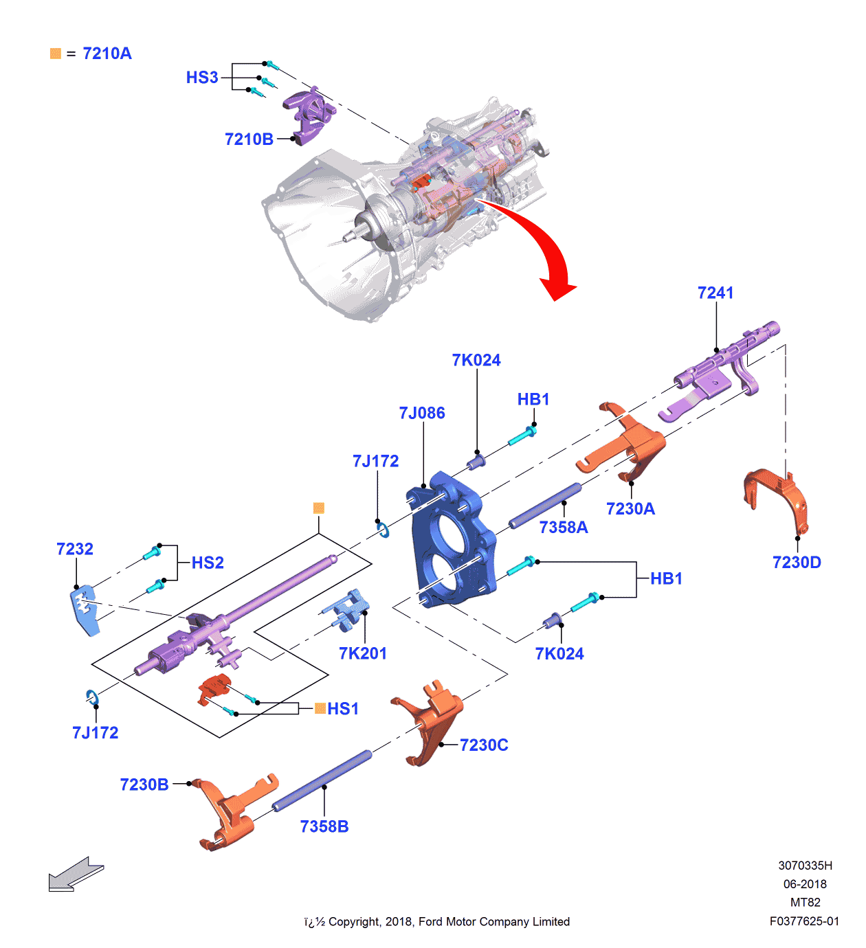 Ford JR3Z-7210-E SHAFT - GEAR CHANGE
