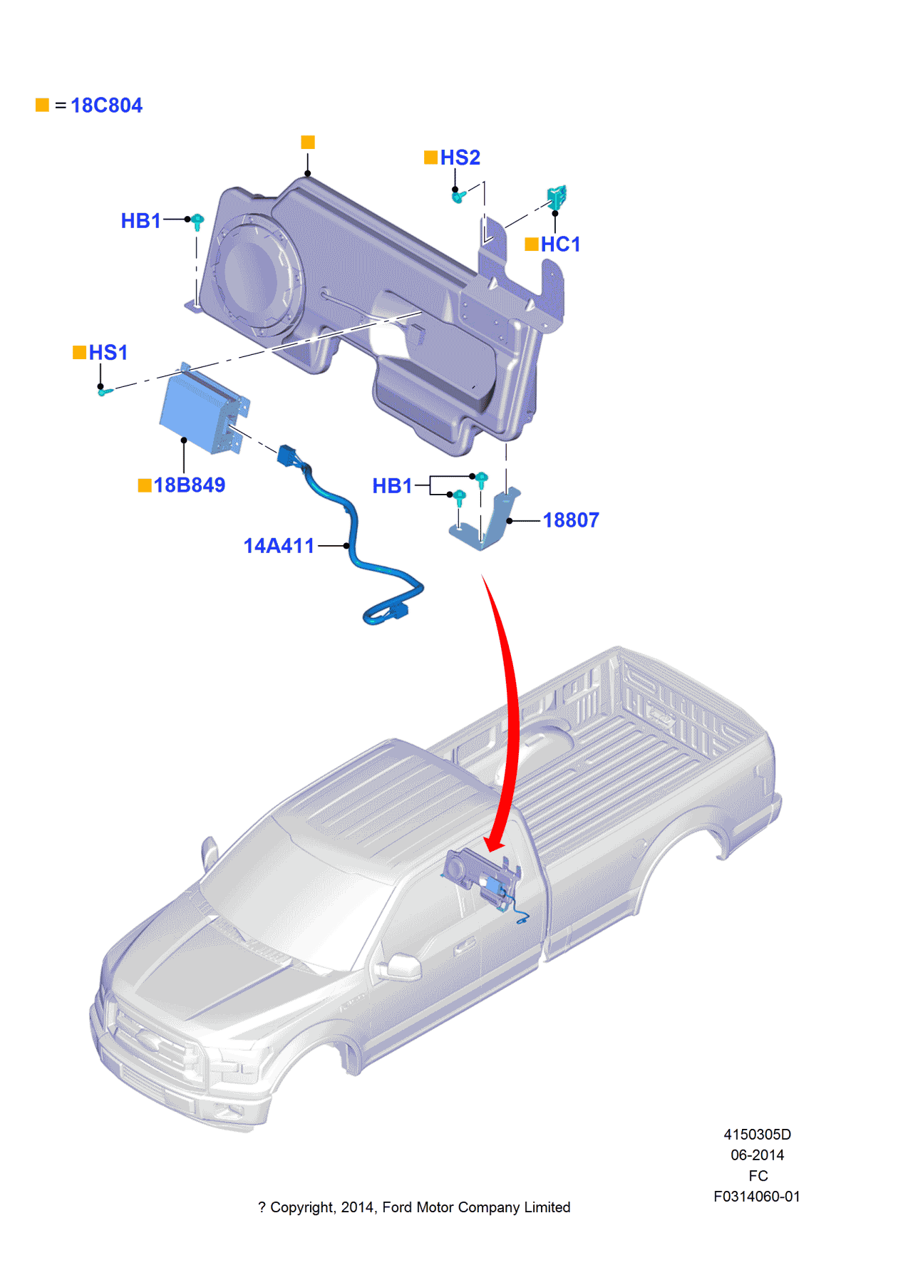 Ford FL3Z-18807-A Bracket Assembly - Speaker