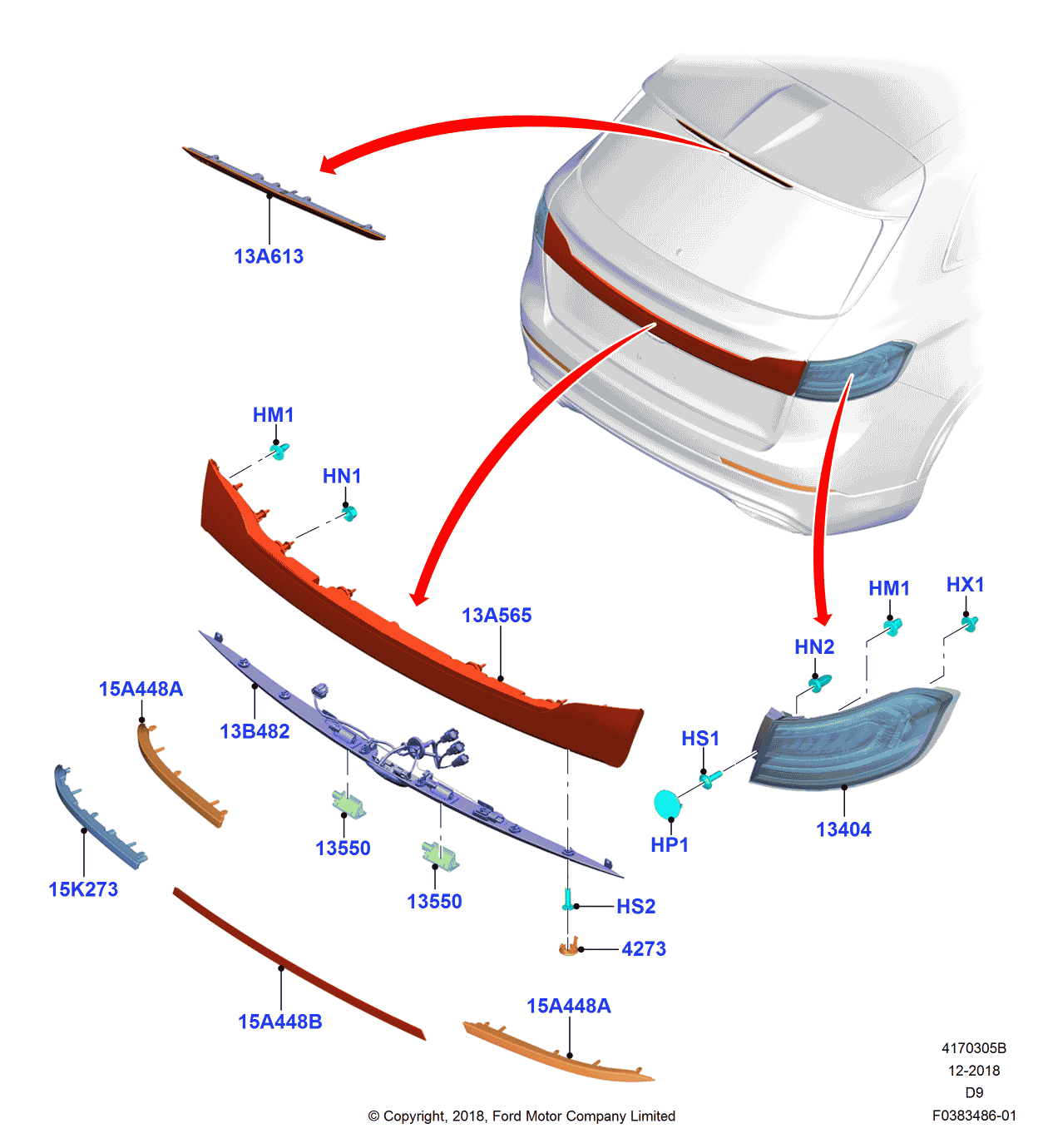 Ford GA1Z-15200-A Lamp Assembly - Fog - Rear
