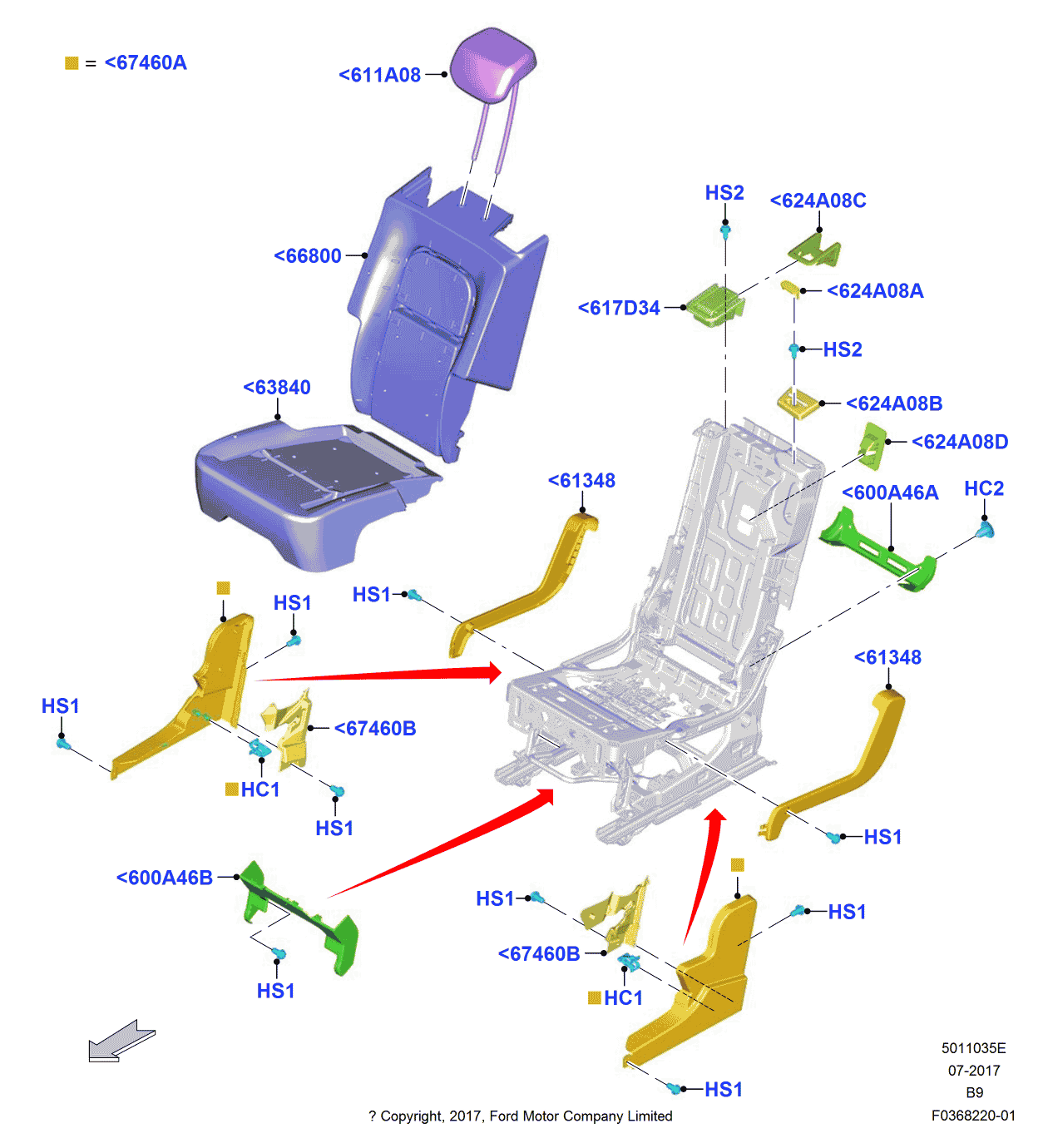 Ford JL7Z-78611A08-AA Head Rest Assembly