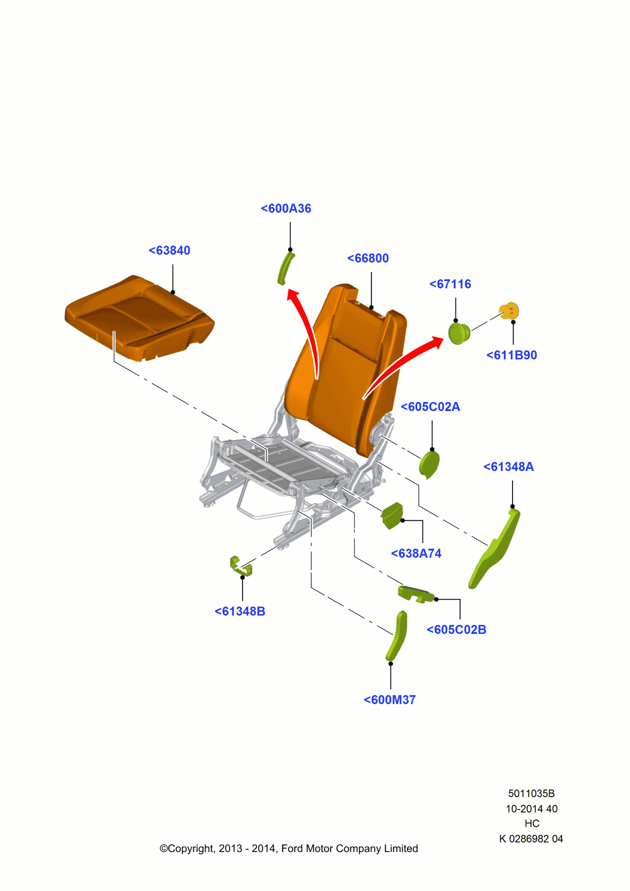 Ford DT1Z-7662672-AA Bezel - Seat Back Locking Mechanism