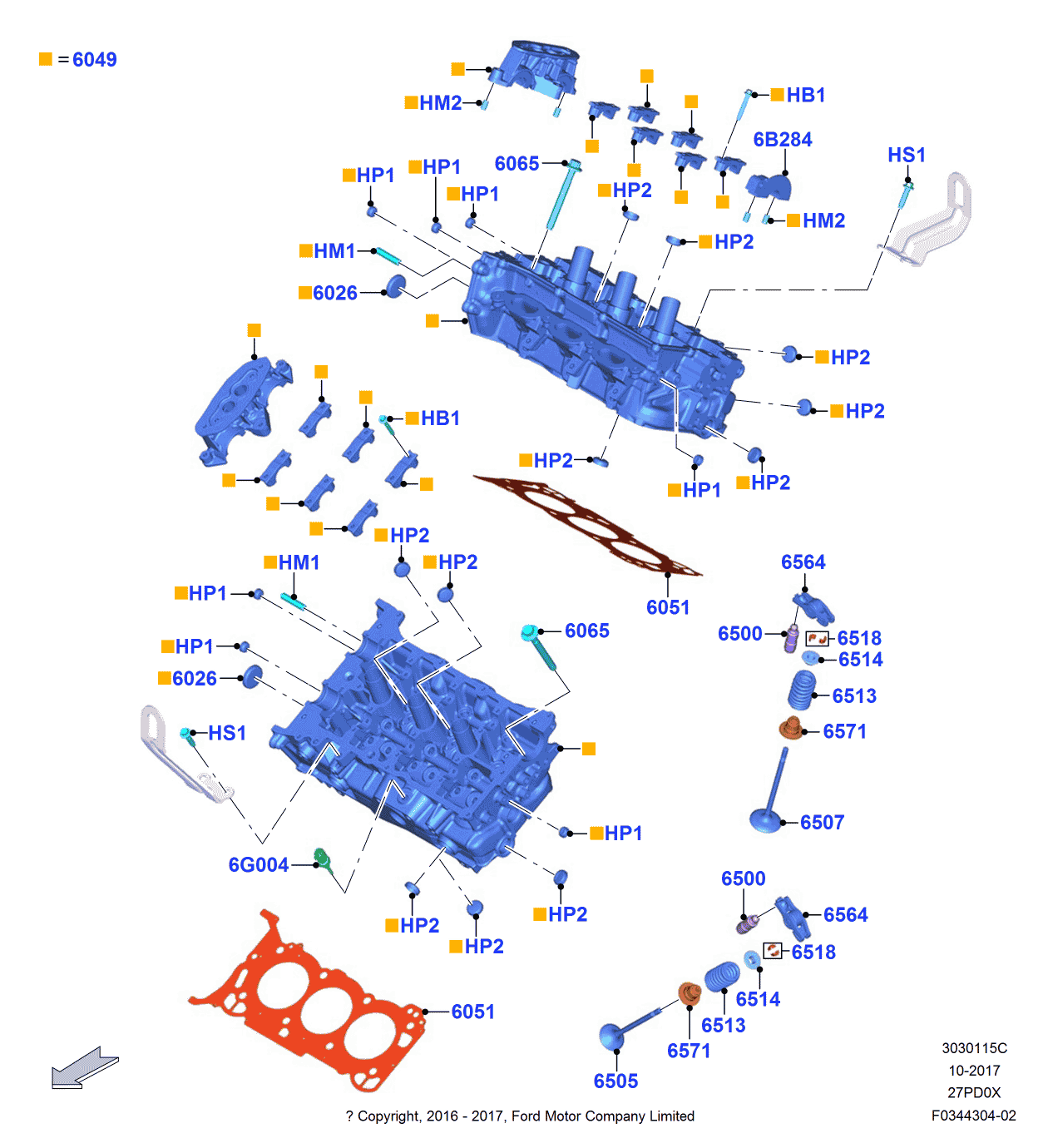 Ford FT4Z-6049-E Cylinder Head