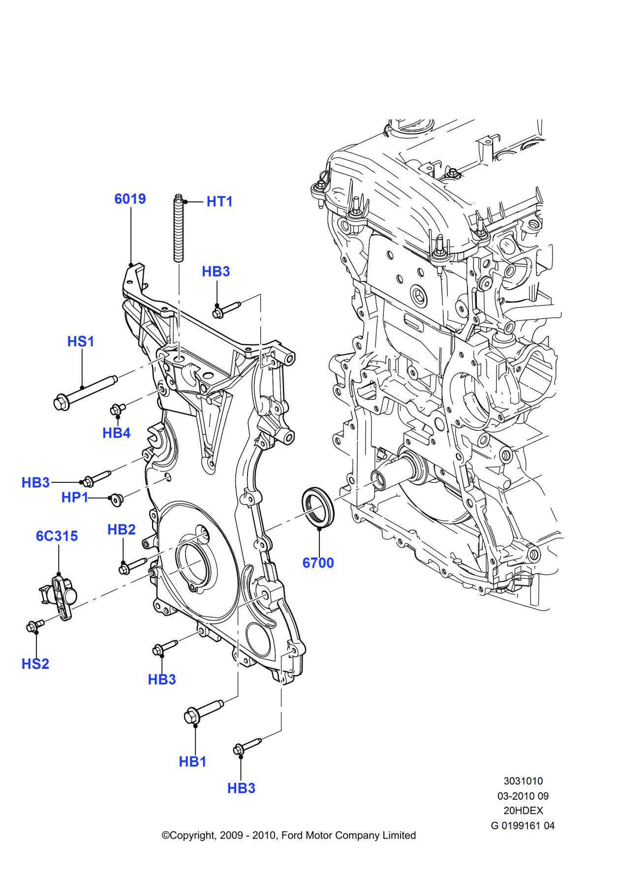 Ford 2S7Z-6019-E COVER - CYLINDER FRONT