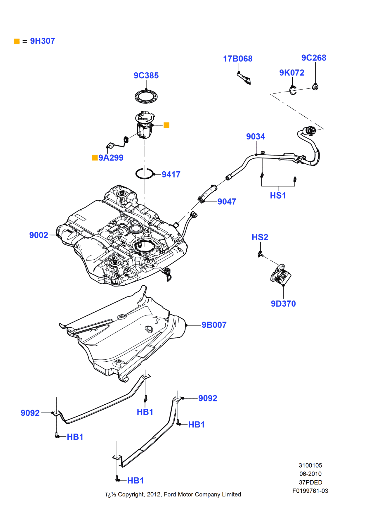 Ford 7T4Z-9061-B Bracket - Fuel Tank