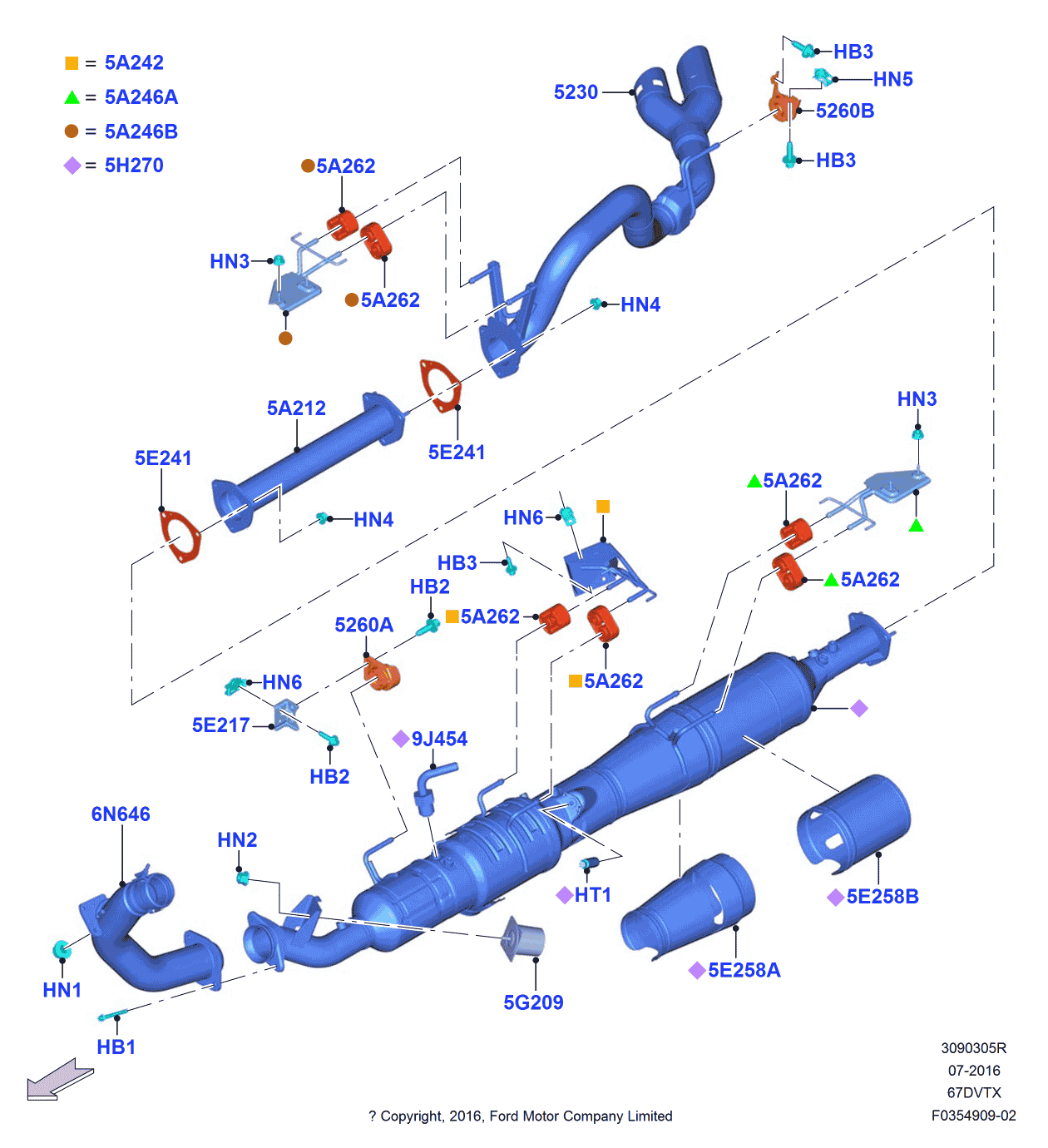Ford HC3Z-5A212-Q Rear Pipe