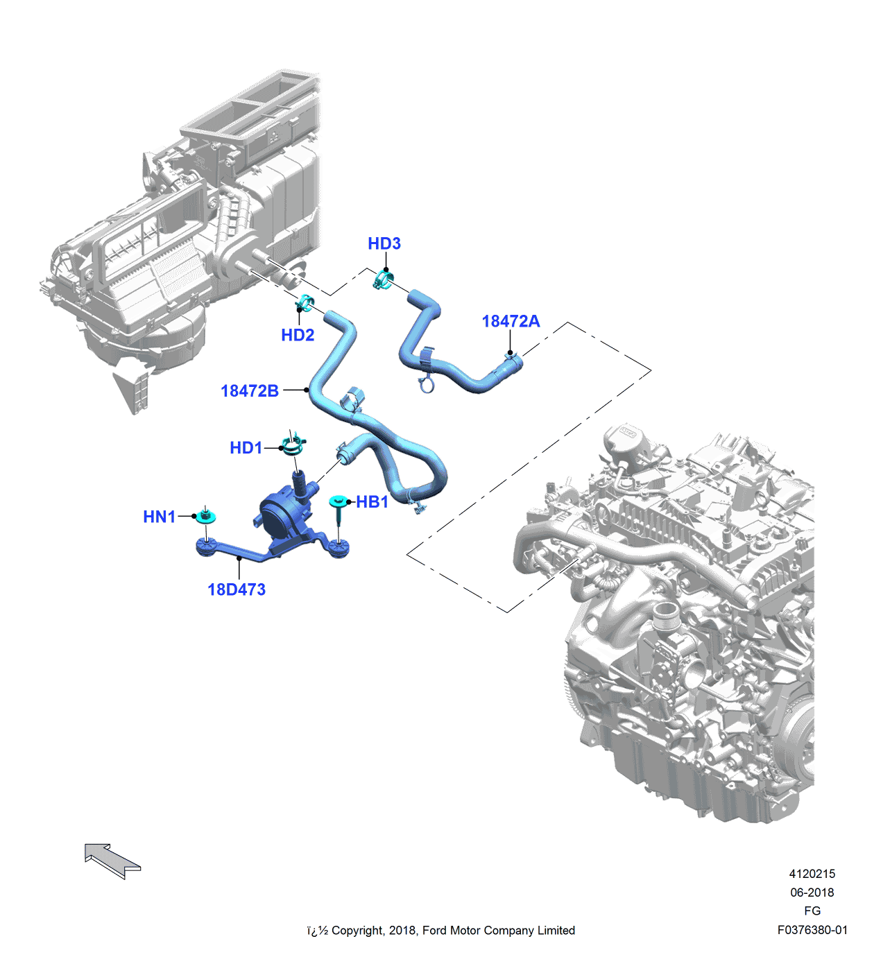 Ford KB3Z-18472-AA HOSE - HEATER WATER