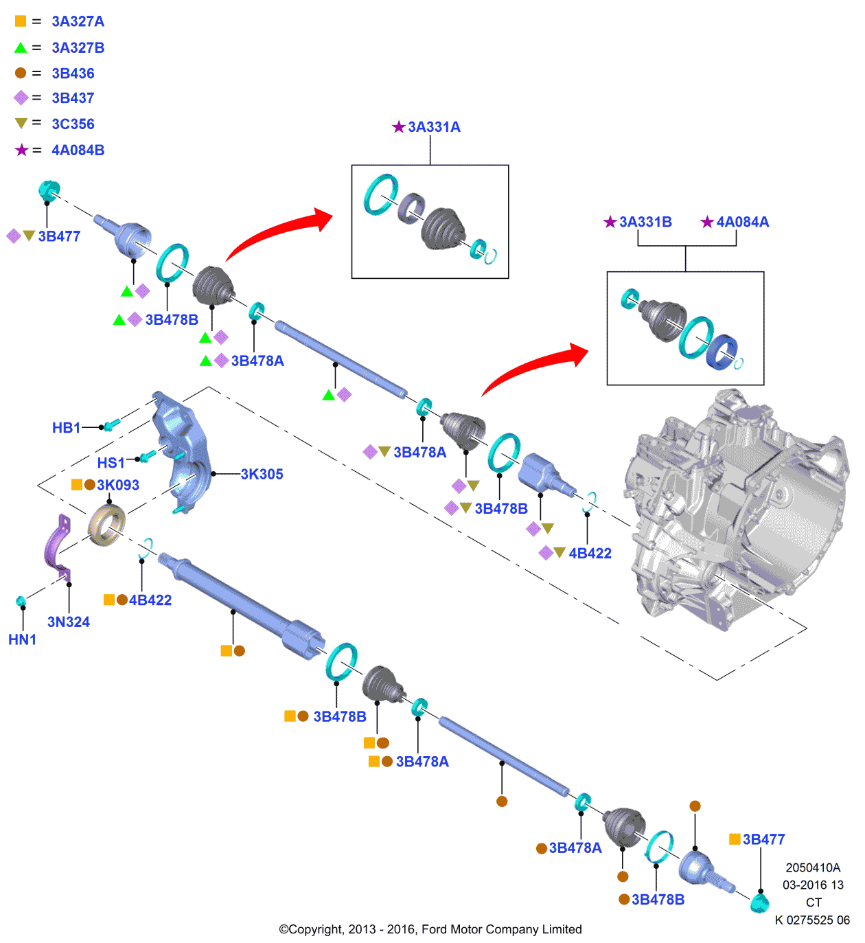 Ford 8V5Z-3B436-AM Joint And Stub Shaft Assembly