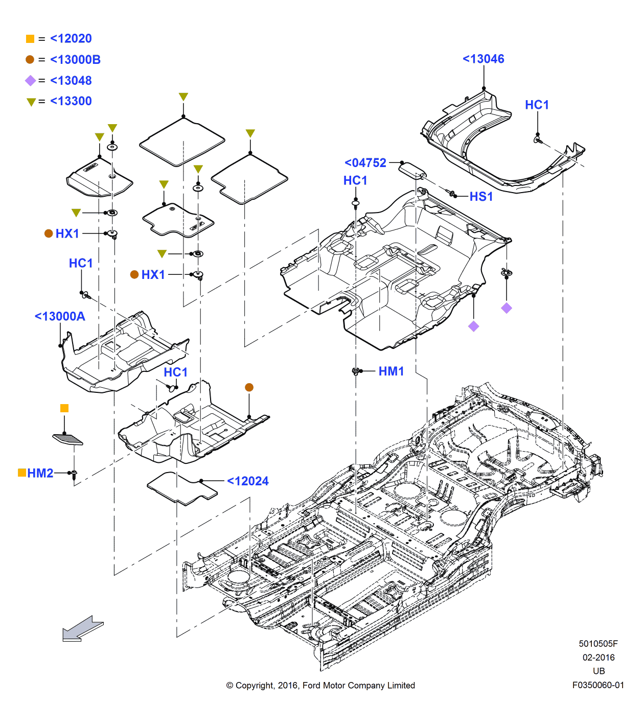 Ford HB5Z-7813086-AA Kit - Floor Contour Mat
