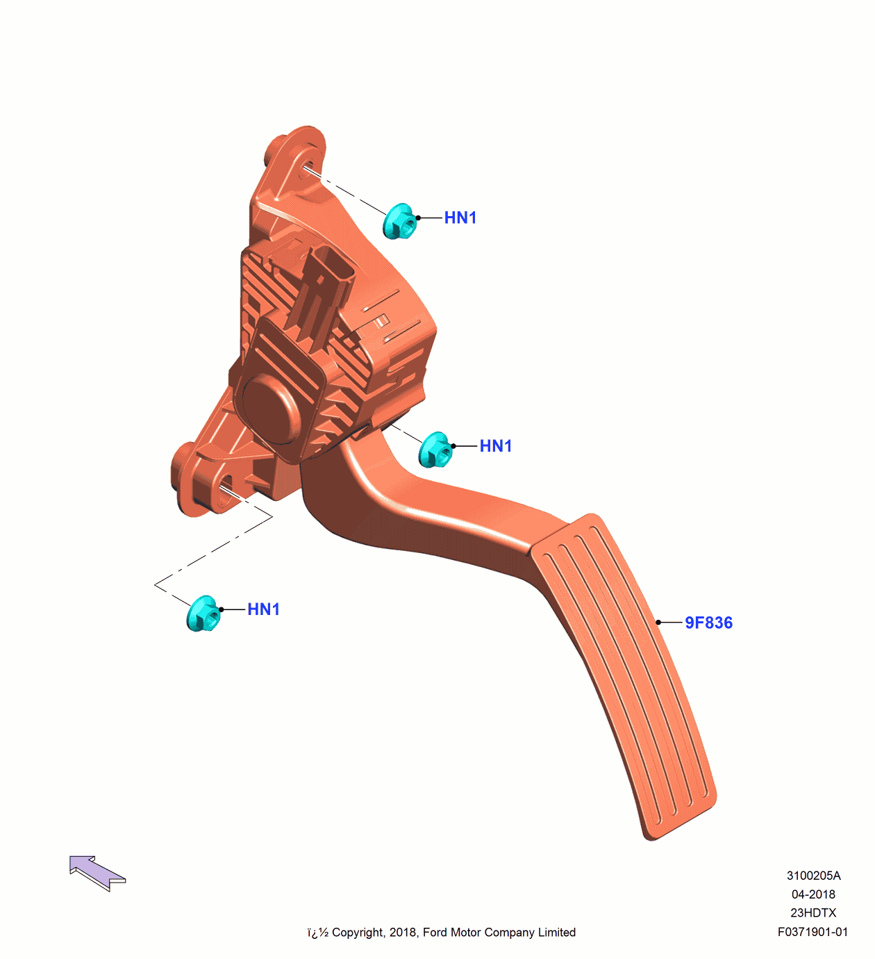 Ford AB3Z-9F836-B Pedal Travel Sensor