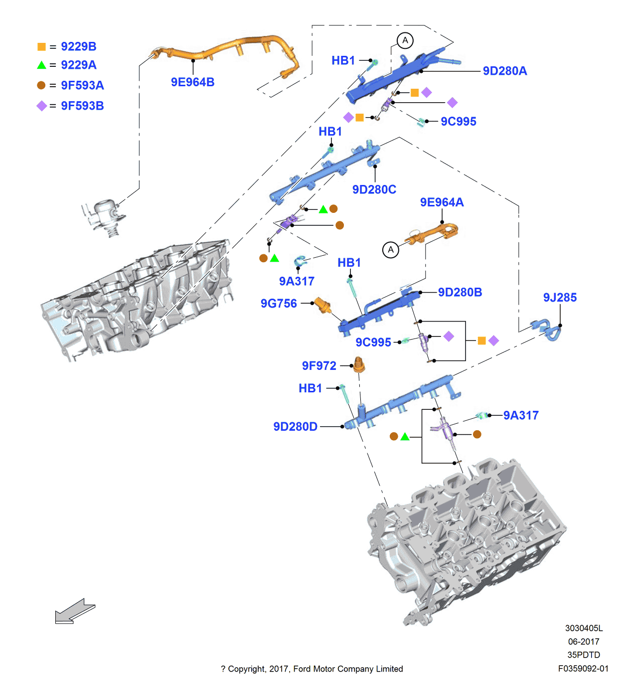 Ford HL3Z-9D280-A Fuel Rail