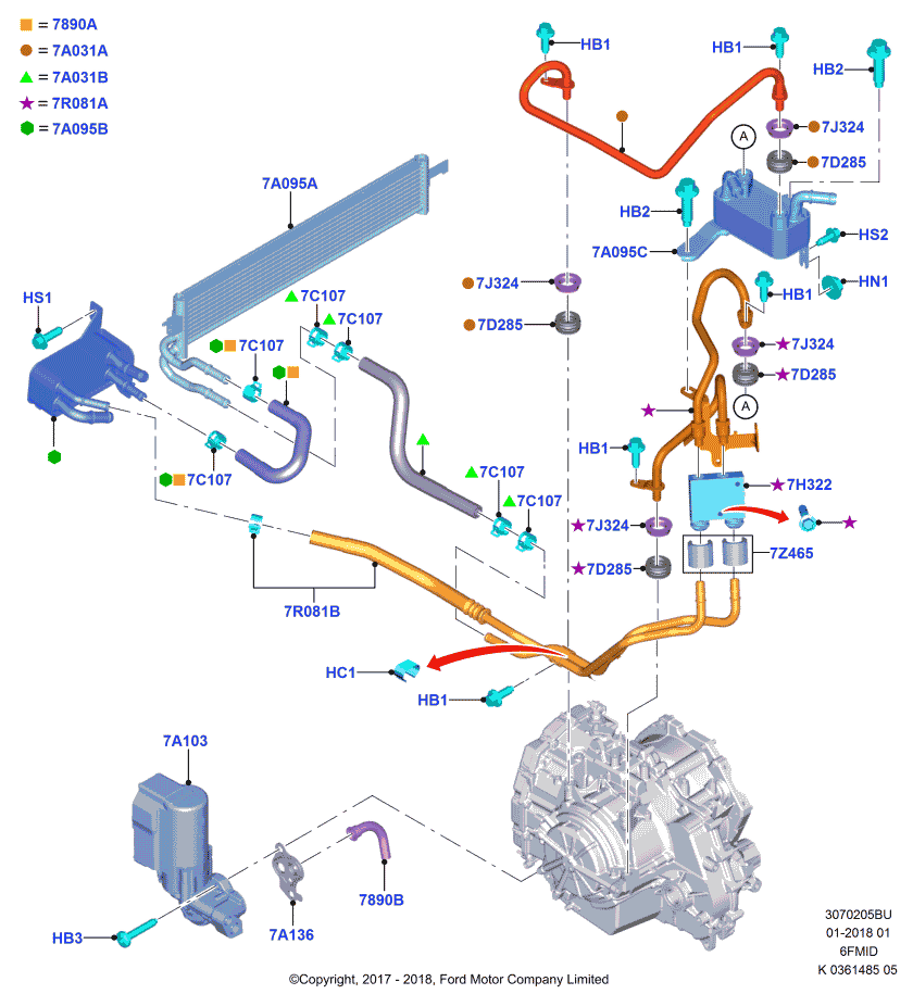 HOSE - OIL COOLER Diagram for GN1Z7890C