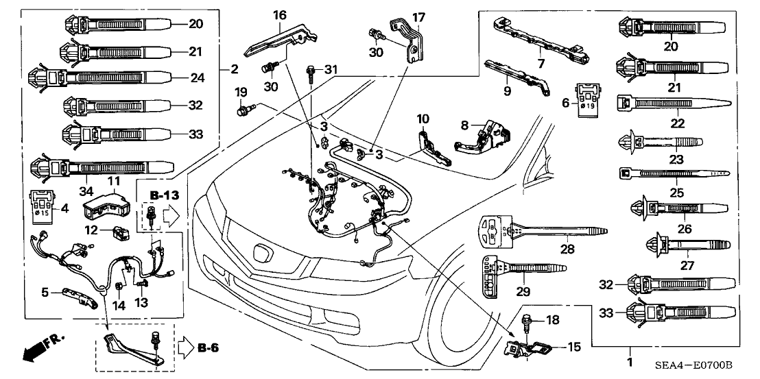 Acura 32741-RAA-A00 Stay E, Engine Harness
