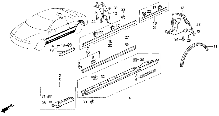 Acura 71808-SP1-300 Retainer, Driver Side Sill Garnish