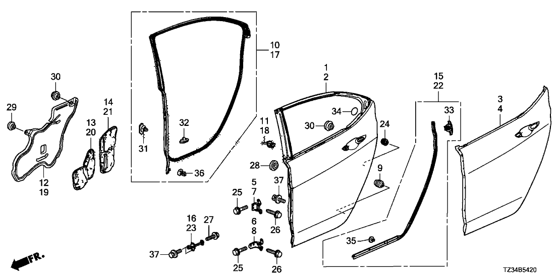 Acura 67960-TZ3-A02ZZ Hinge, Left Rear Door L