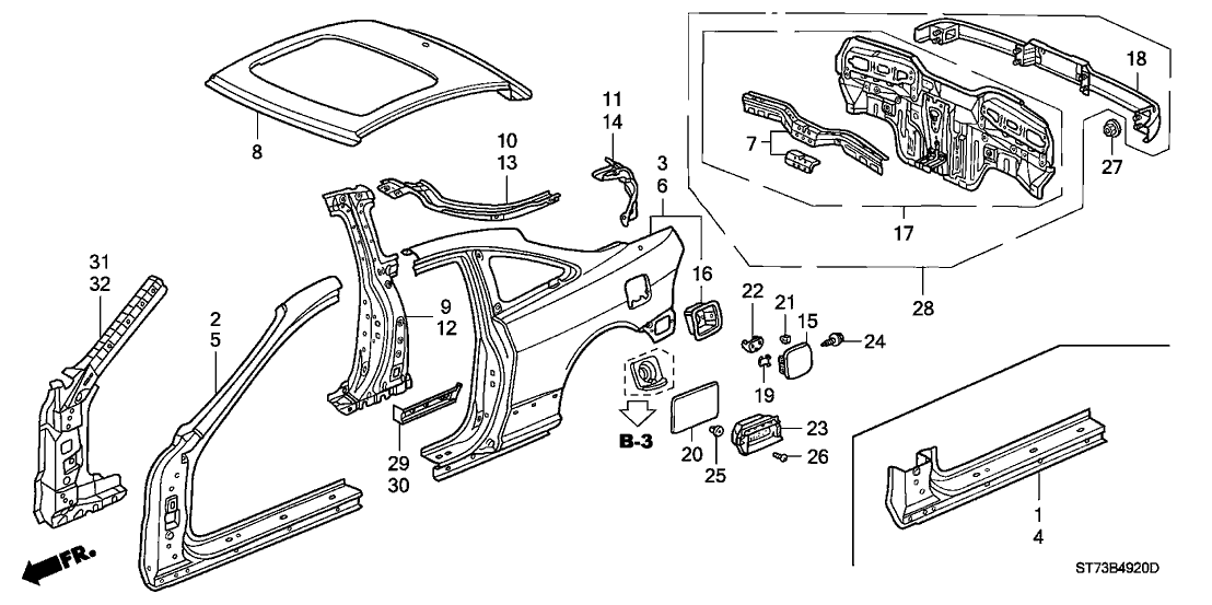 Acura 04645-ST7-300ZZ Panel Set, Left Front (Outer)