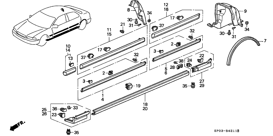 Acura 90341-SP1-003 Nut, Door Seal (Lower)