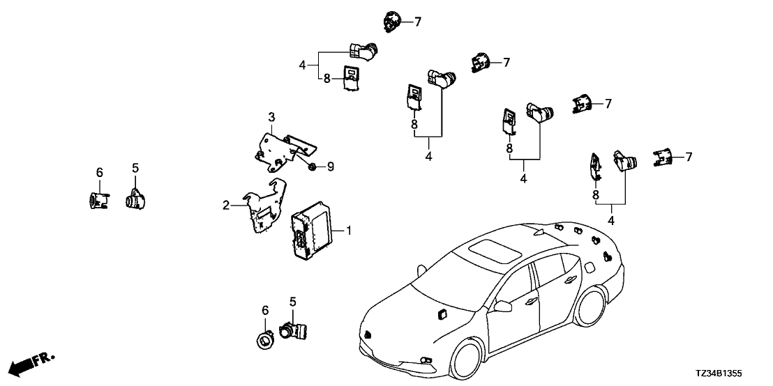 Acura 39680-TZ5-A01ZL Sensor Assembly, Parking (White Orchid Pearl)
