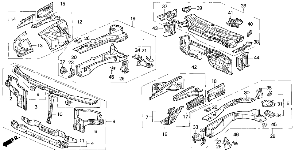 Acura 60910-SL5-A00ZZ Frame, Left Front Side