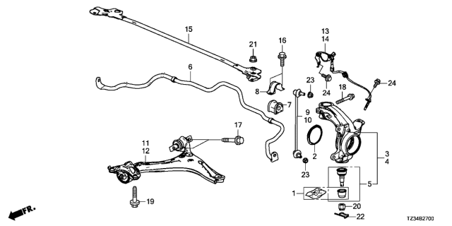 2019 Acura TLX Link, Left Front Diagram for 51325T2AA01