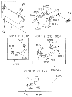 1997 Acura SLX Grip, Driver Side Assist Roof (Dark Gray) Diagram for 8970984055
