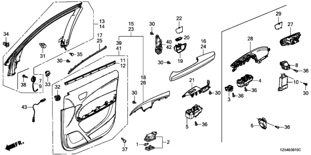 2019 Acura MDX Armrest Assembly, Left Front Door Lining (Type Z) (Leather) Diagram for 83552TZ5A51ZG