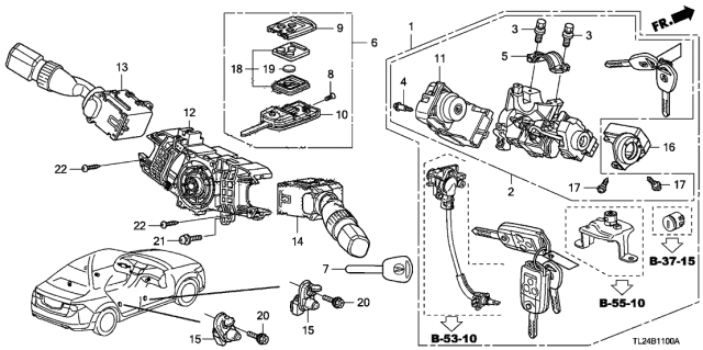 2012 Acura TSX  Key, Immobilizer (Main) (Blank) Diagram for 35113TL0A50