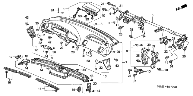 2001 Acura CL  Panel, Instrument (Upper) (Graphite Black) Diagram for 77103S0KA81ZB