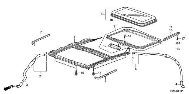 2014 Acura TL Frame, Sunroof Diagram for 70100TK4A02