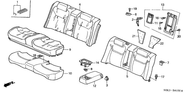 2003 Acura TL  Armrest Assembly, Center (Graphite Black) (Leather) Diagram for 82180S0KA61ZB