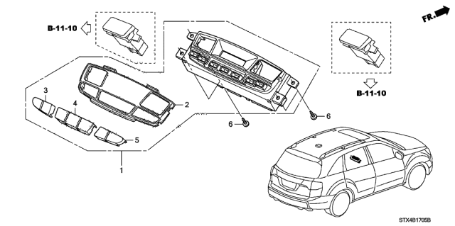 2007 Acura MDX Knob Assembly A (Graphite Black) Diagram for 79652STXA41ZA