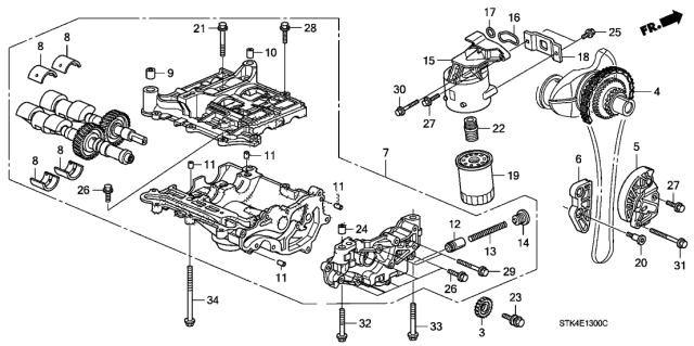 2010 Acura RDX  Pin, Straight Diagram for 15124RAC000