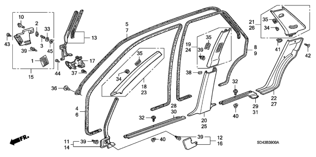 1989 Acura Legend  Clip, Pillar Garnish Diagram for 90609SD4000