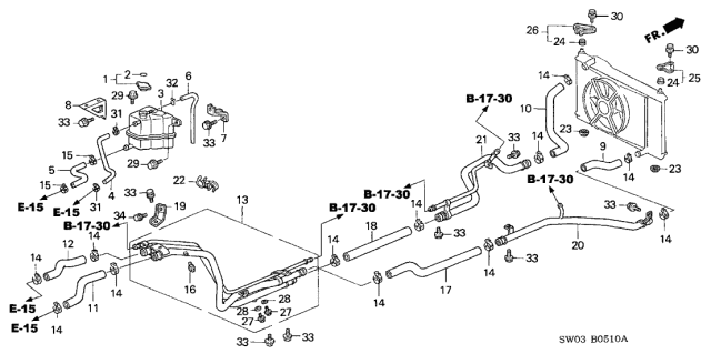 2003 Acura NSX  Clip, Hose (18.7MM) Diagram for 19512PC6003