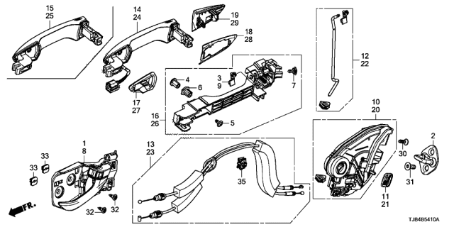 2019 Acura RDX  Latch Assembly, Left Rear Door Power Diagram for 72650TVAA01