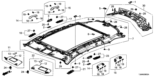 2021 Acura RDX  Garnish Complete (Deep Black) Diagram for 83261TJBA02ZB