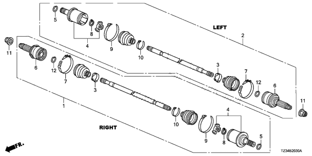 2018 Acura TLX Driveshaft Assembly, Passenger Side Diagram for 42310TZ7A01