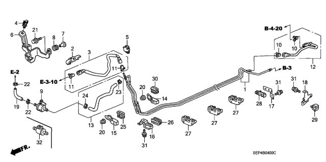 2006 Acura TL  Stay, Fuel Hose Diagram for 16731RCAA00