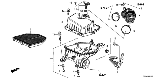 2017 Acura ILX Tube, Air Flow Diagram for 17228R4HA00