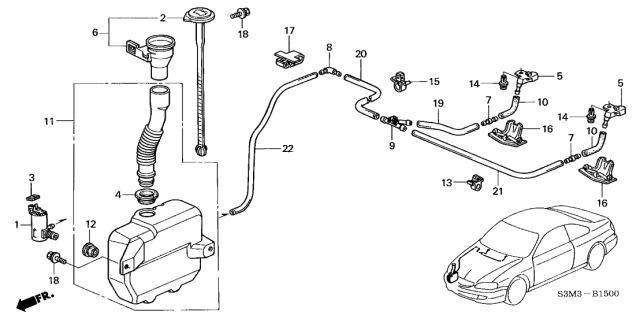 2003 Acura CL  Clip, Washer Tube Diagram for 91576S84A01