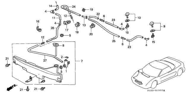 1998 Acura NSX  Clamp, Washer Tube Diagram for 91509SL0013