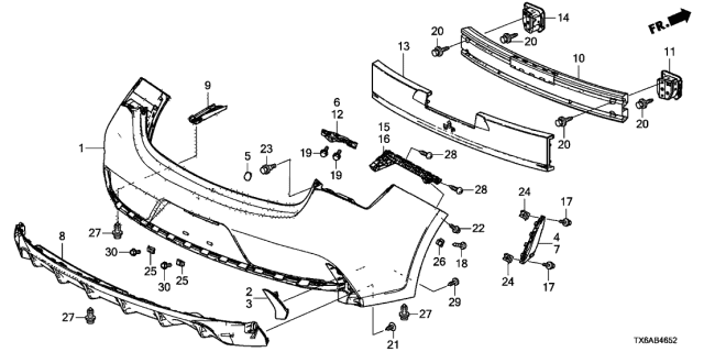 2021 Acura ILX Extension, Left Rear Bumper Diagram for 71585TX6A50