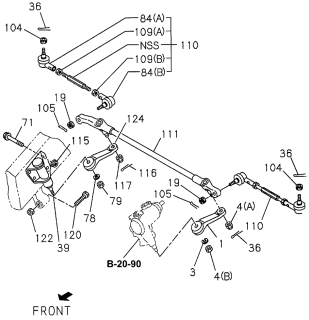 1997 Acura SLX  Pin, Center Track Rod Split (L=20) Diagram for 9081130200