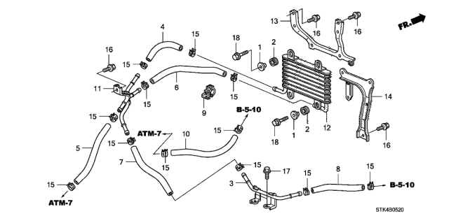 2009 Acura RDX Hose (320MM) (ATF) Diagram for 25213RWC007