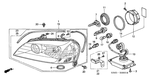 2003 Acura CL Bulb, Headlight (D2R) (Hid) Diagram for 33116S0AJ11