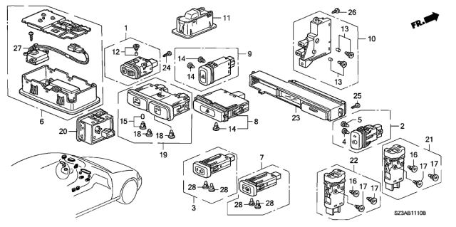 2004 Acura RL  Bulb (14V 40Ma) Diagram for 35851SZ5A11