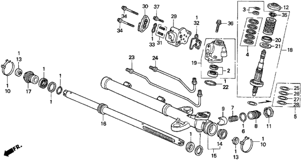 1996 Acura TL  Nut, Rack Screw Lock Diagram for 53458SM4J60