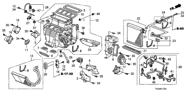 2011 Acura TL Clip, Drain Hose Diagram for 90661TK4A01