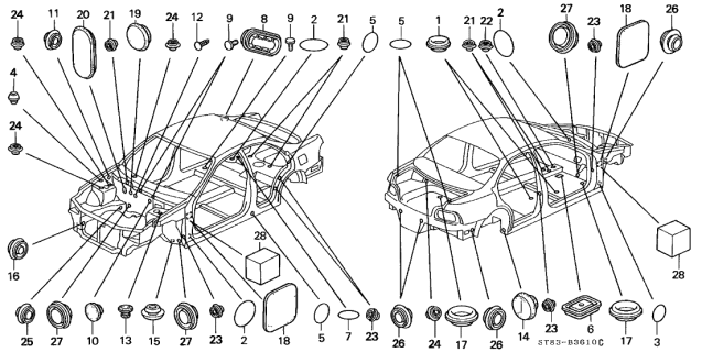 1996 Acura Integra  Cap, Weld Hole (51X77) Diagram for 90615SR3000