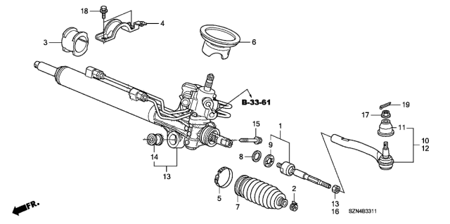 2011 Acura ZDX Set, Inner Ball Joint Diagram for 53010SZNA01