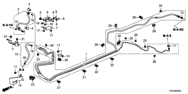 2021 Acura TLX  Clamp B, Fuel Pipe Diagram for 91592TRXA01